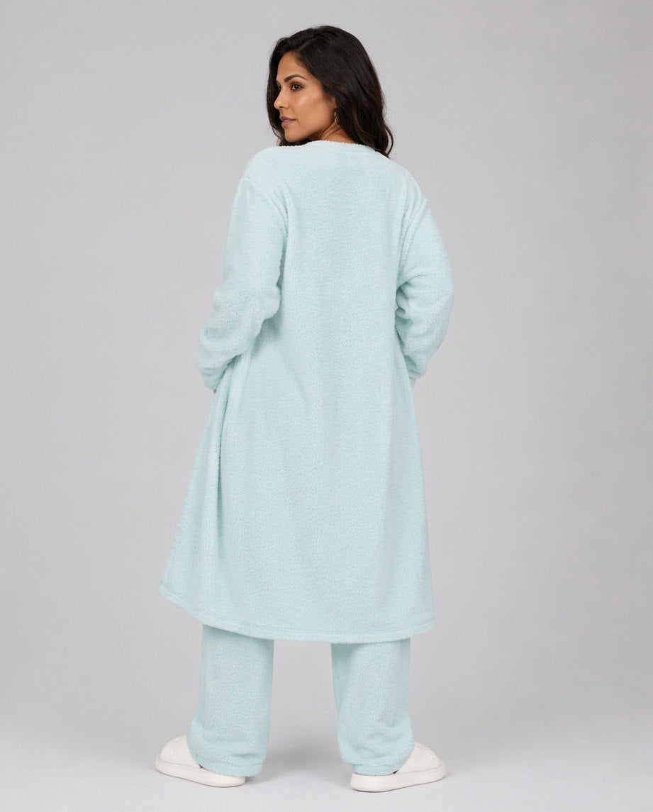 Fleece Robe and Pants Loungewear Set
