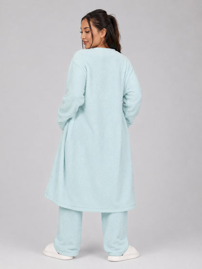 Fleece Robe and Pants Loungewear Set