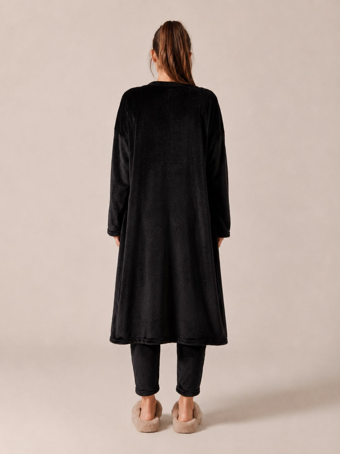 Fleece Robe and Pants Loungewear Set