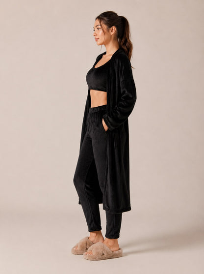Fleece Robe and Pants Loungewear Set