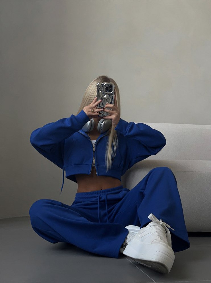Fleece Zip Hoodie and Wide Leg Matching Set