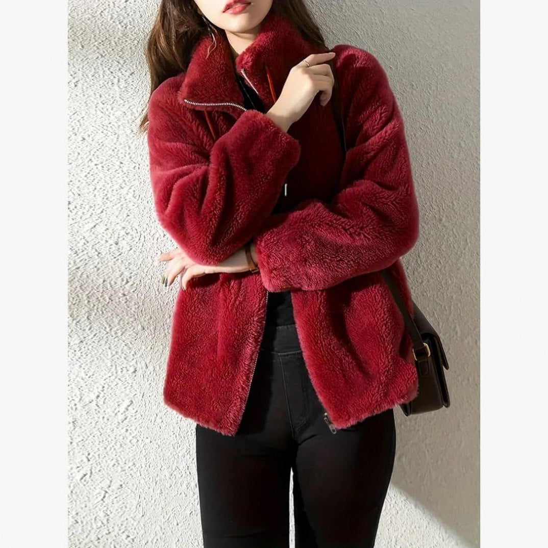 Fleece Zip Up Stand Collar Jacket