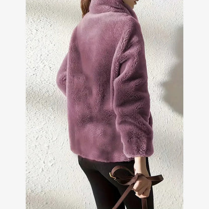Fleece Zip Up Stand Collar Jacket