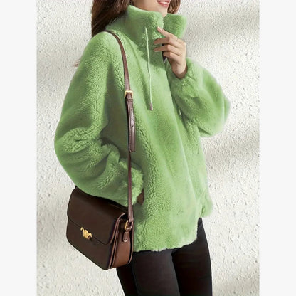 Fleece Zip Up Stand Collar Jacket