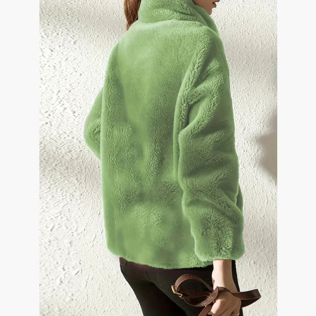 Fleece Zip Up Stand Collar Jacket