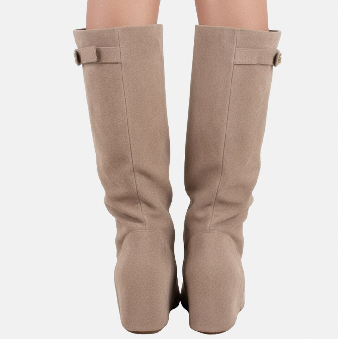 Fold Over Pointed Knee High Boots