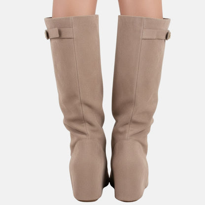 Fold Over Pointed Knee High Boots