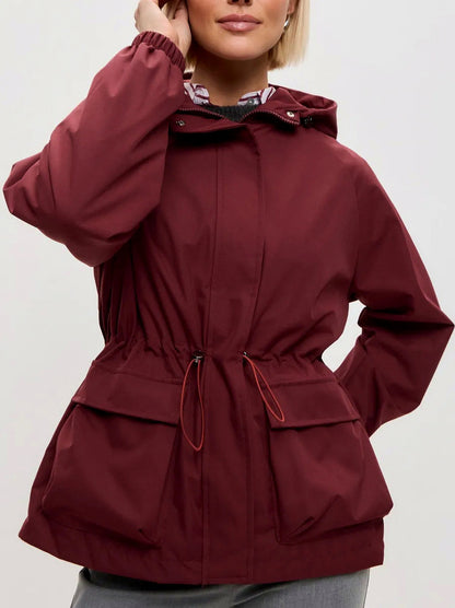 Hooded Drawstring Waist Utility Jacket