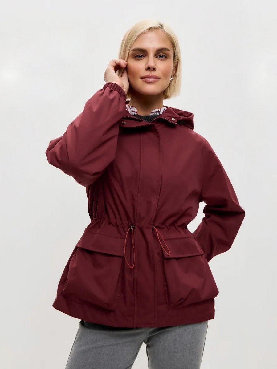 Hooded Drawstring Waist Utility Jacket