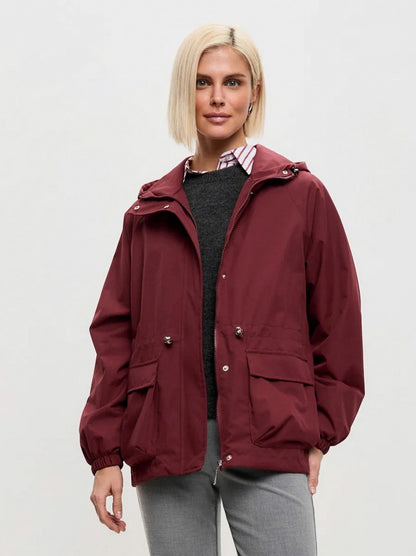 Hooded Drawstring Waist Utility Jacket