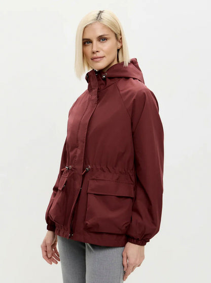 Hooded Drawstring Waist Utility Jacket