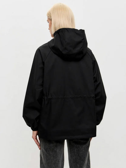 Hooded Drawstring Waist Utility Jacket