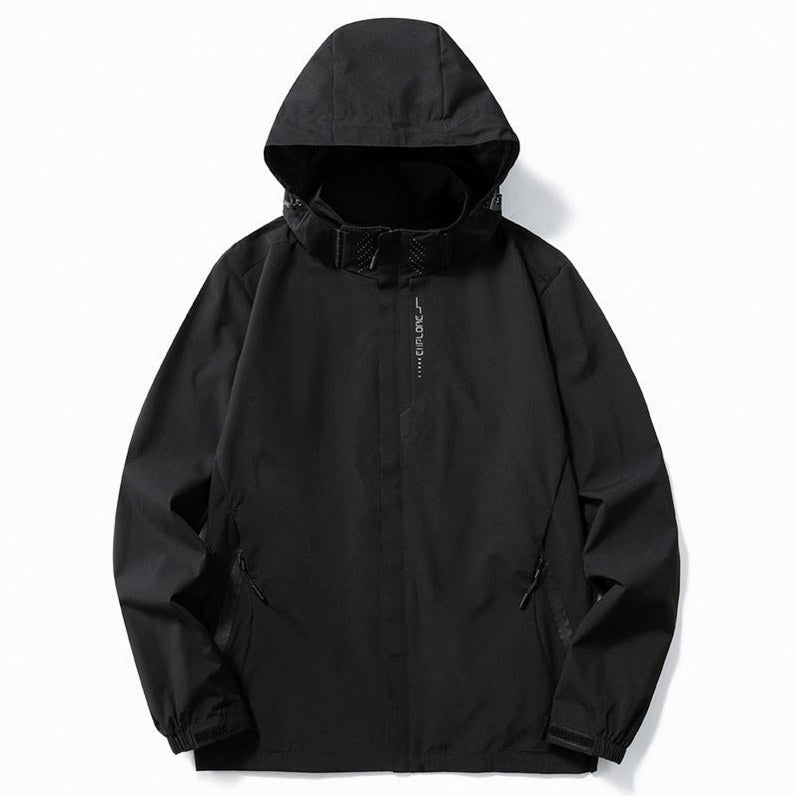 Hooded High Neck Zip Front Jacket