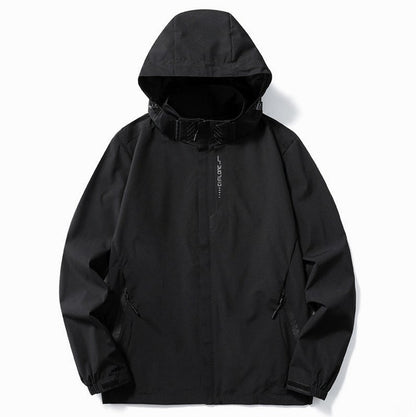 Hooded High Neck Zip Front Jacket
