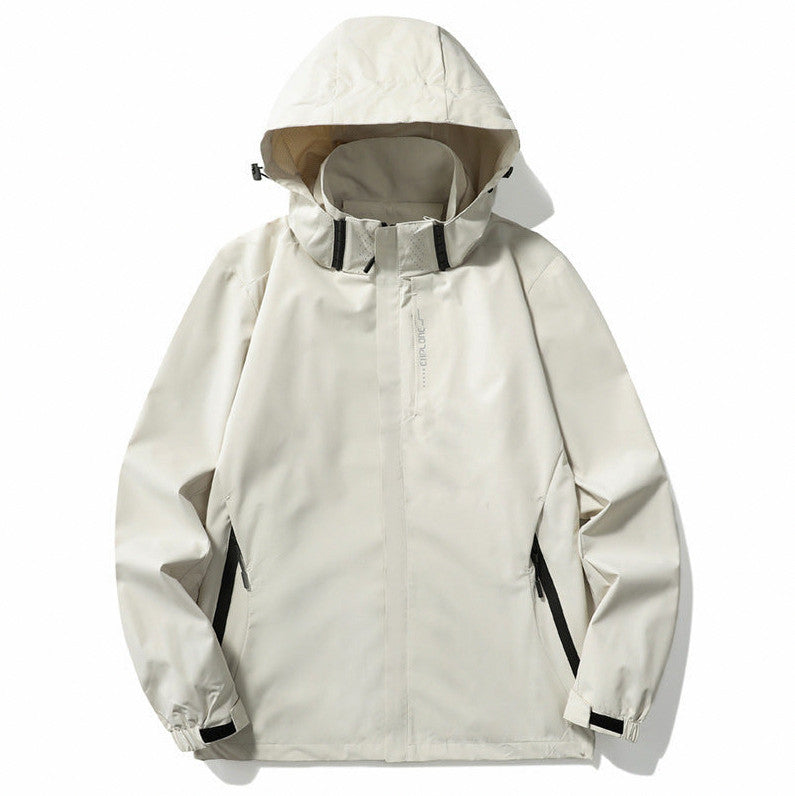 Hooded High Neck Zip Front Jacket