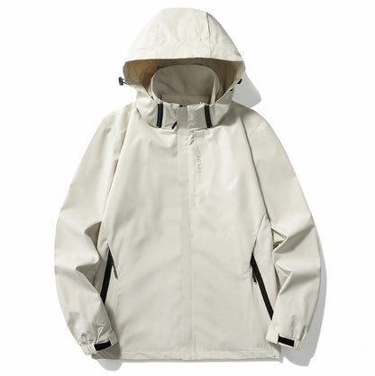 Hooded High Neck Zip Front Jacket