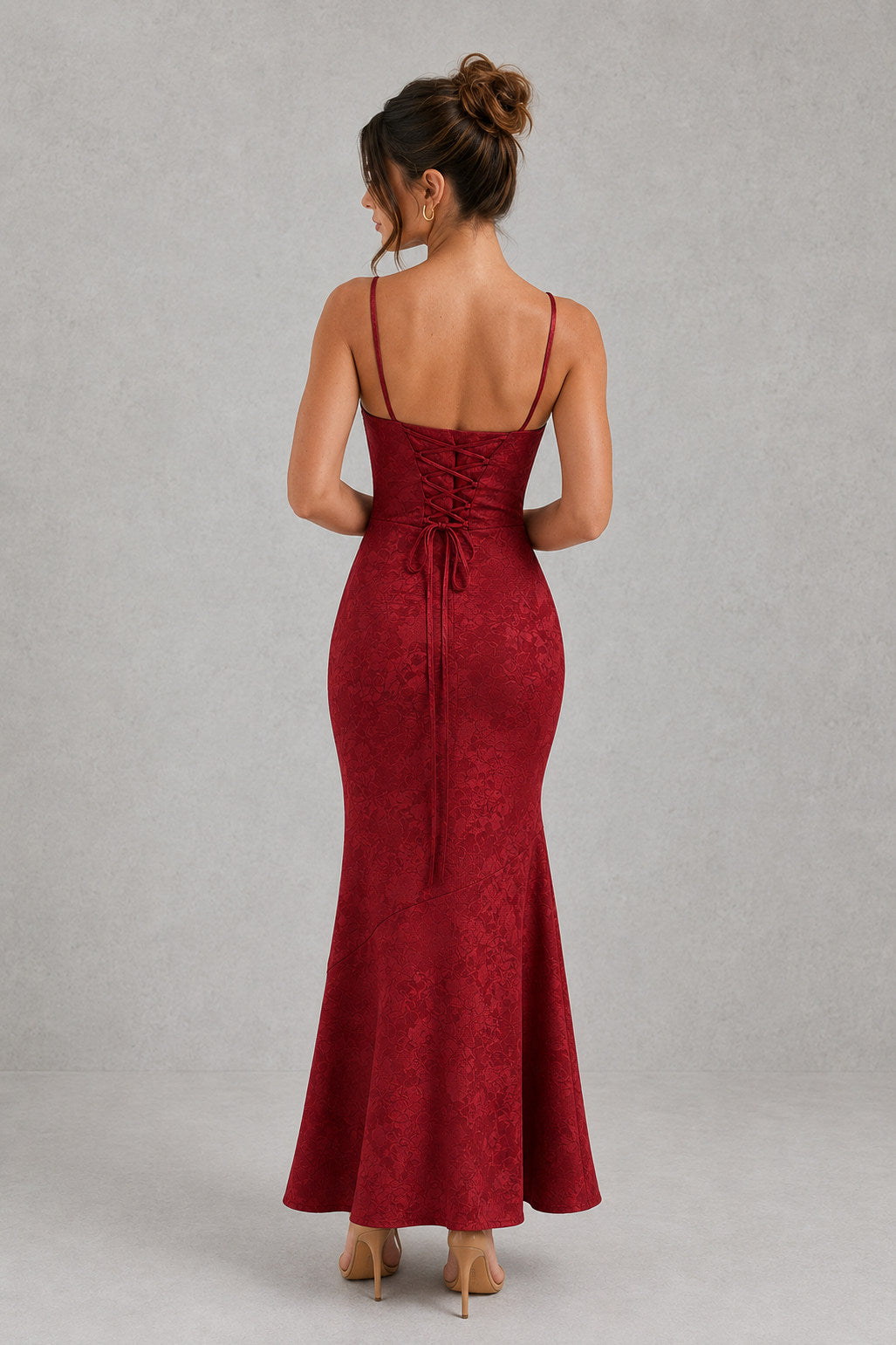 Jacquard Square Neck Maxi Dress