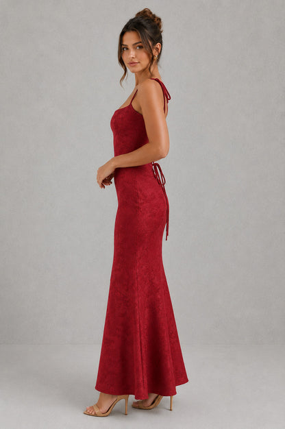 Jacquard Square Neck Maxi Dress