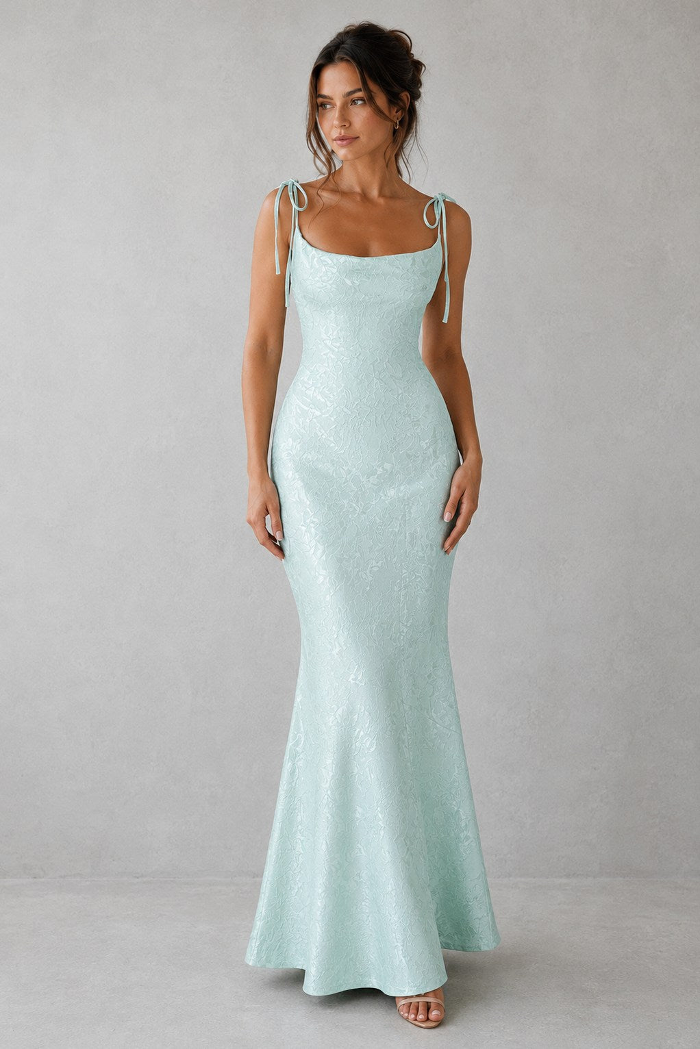 Jacquard Square Neck Maxi Dress