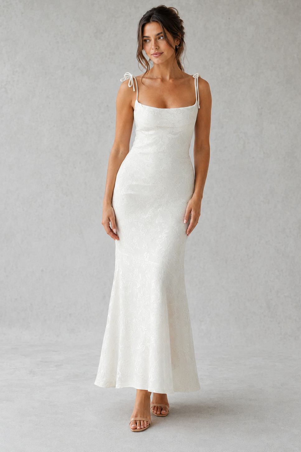 Jacquard Square Neck Maxi Dress