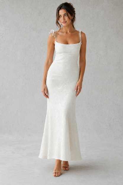 Jacquard Square Neck Maxi Dress