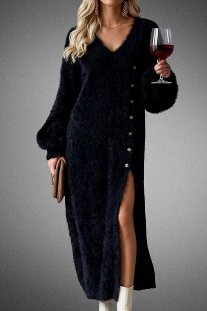 Knit Balloon Sleeve Maxi Sweater Dress