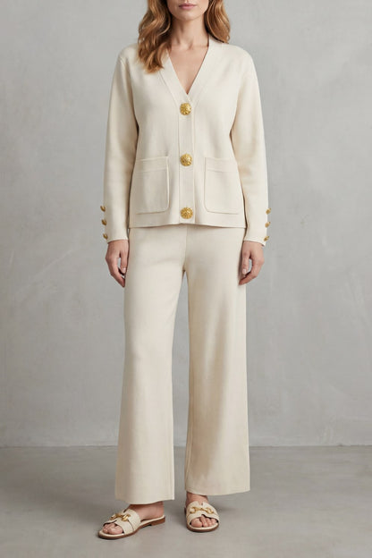 Knit Button Front Two Piece Set