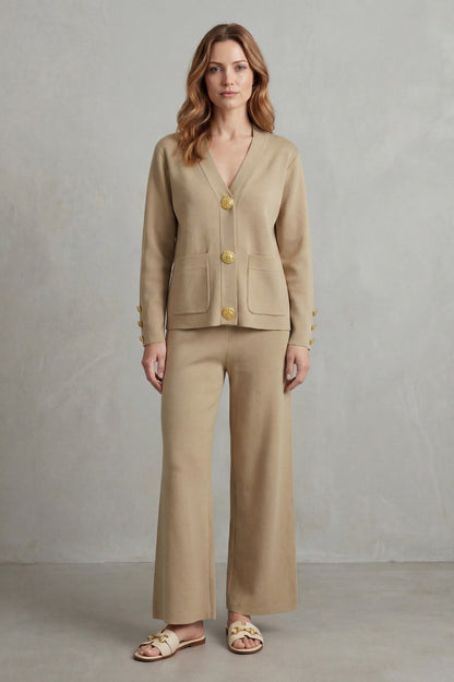 Knit Button Front Two Piece Set