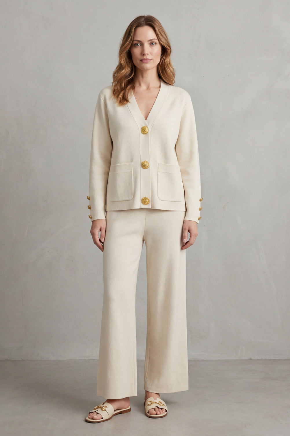 Knit Button Front Two Piece Set