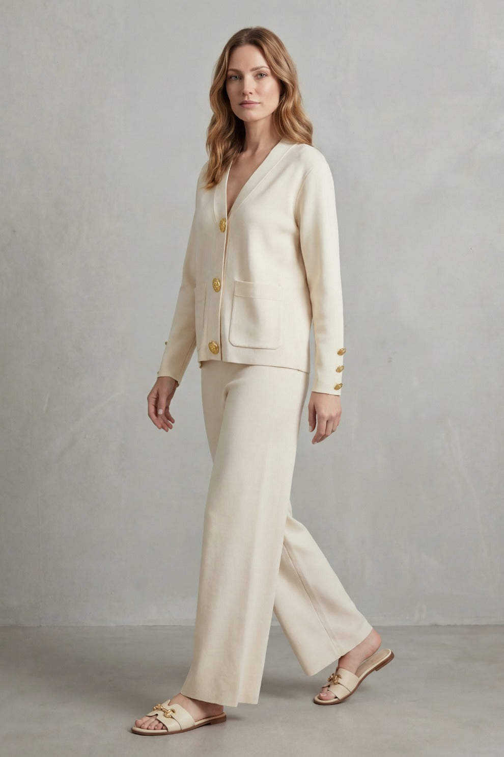 Knit Button Front Two Piece Set