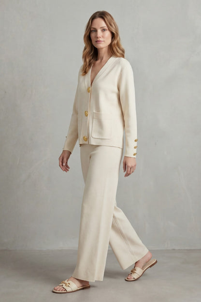 Knit Button Front Two Piece Set
