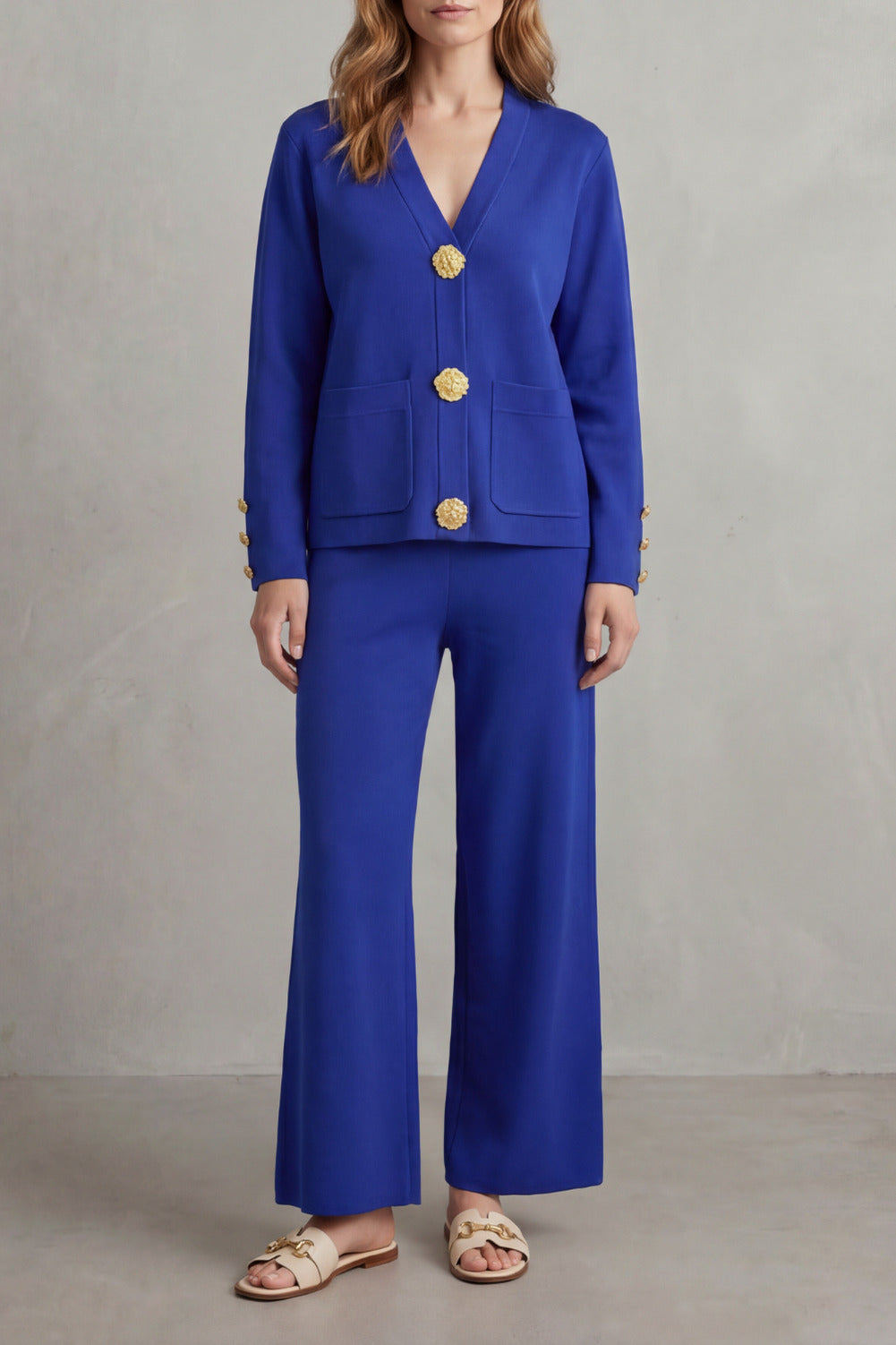 Knit Button Front Two Piece Set