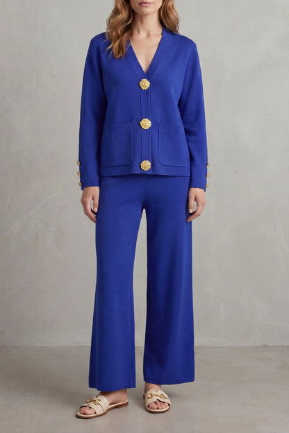 Knit Button Front Two Piece Set