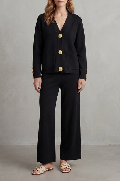 Knit Button Front Two Piece Set