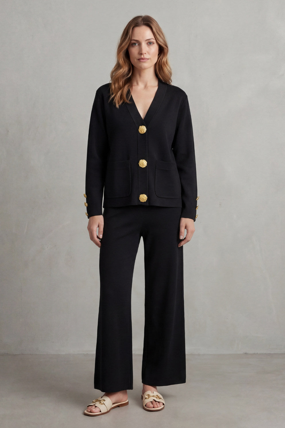 Knit Button Front Two Piece Set