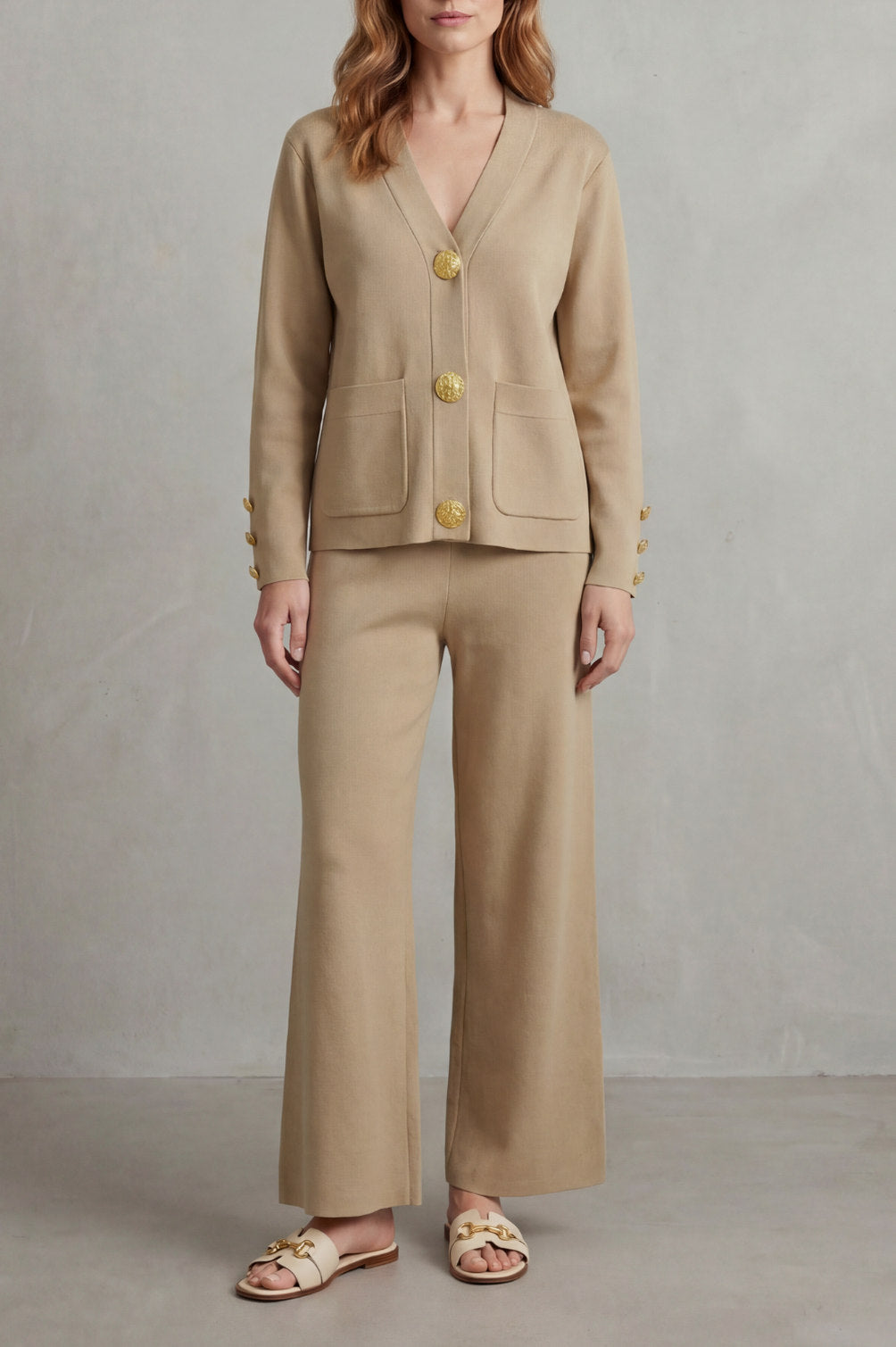 Knit Button Front Two Piece Set
