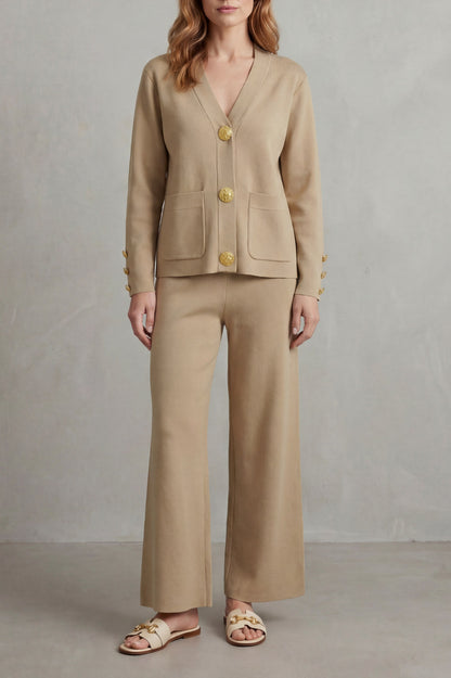 Knit Button Front Two Piece Set