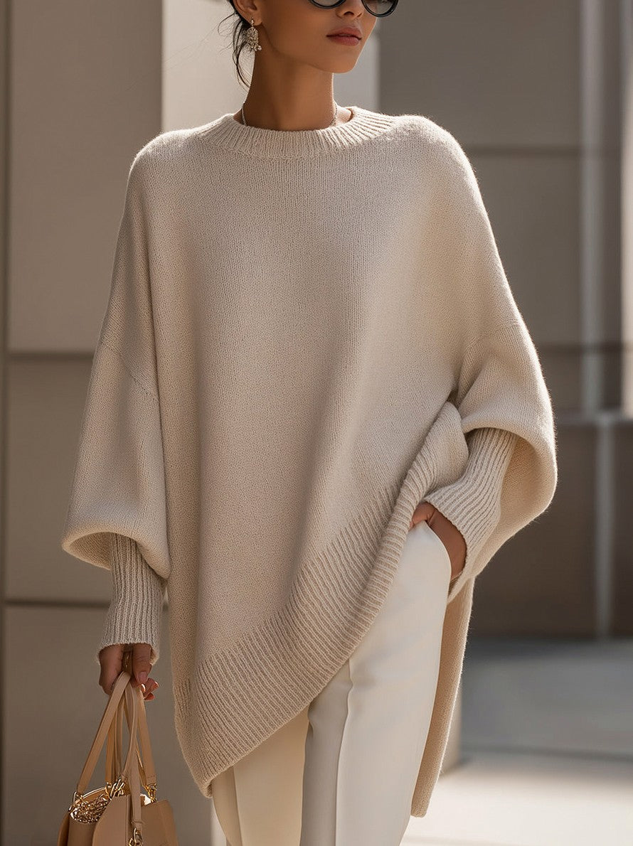 Knit Crewneck Batwing Sleeve Sweater