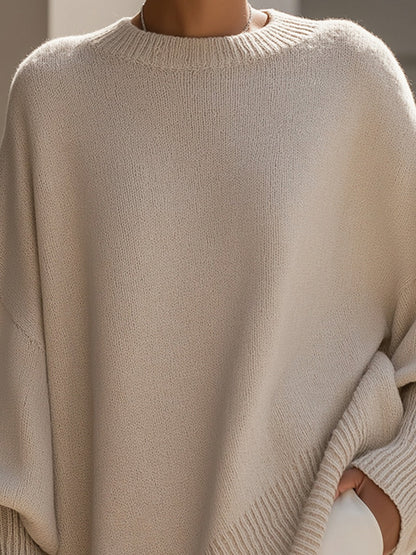Knit Crewneck Batwing Sleeve Sweater