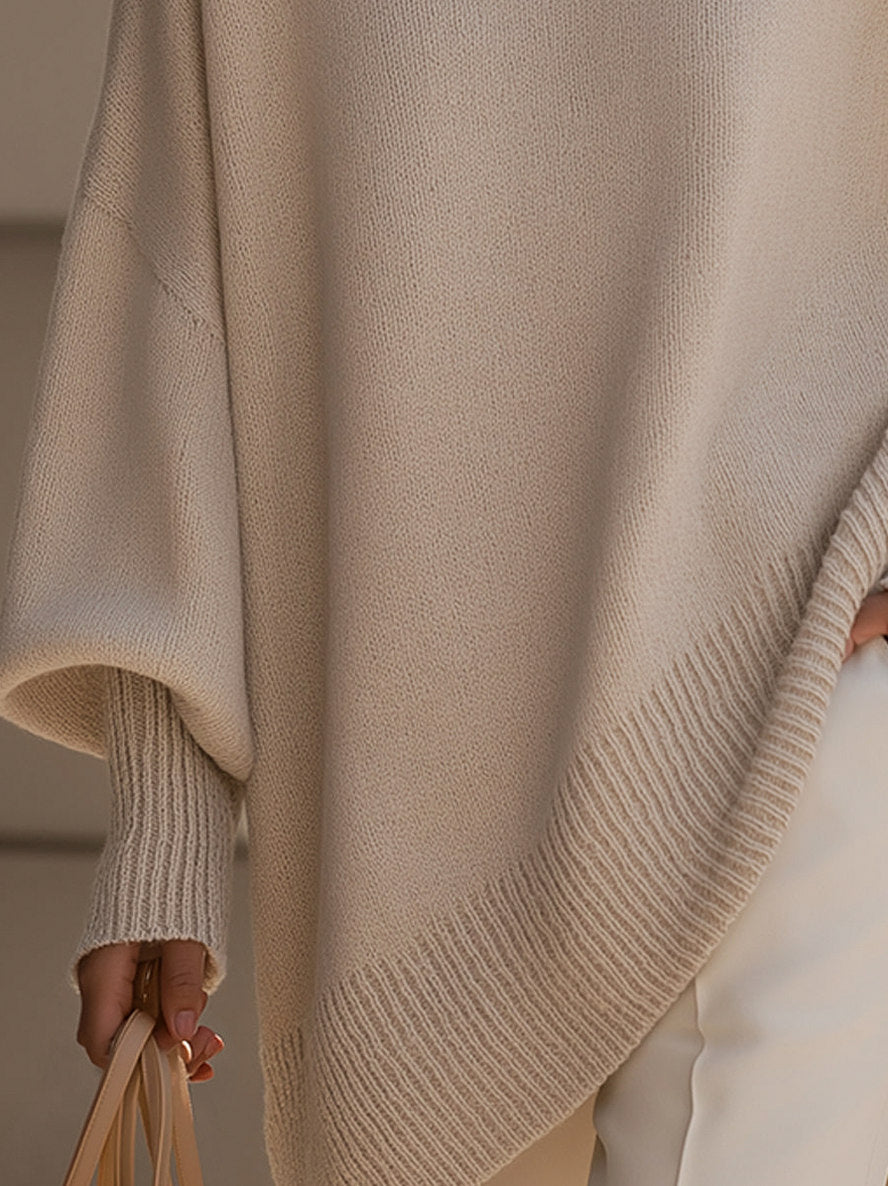 Knit Crewneck Batwing Sleeve Sweater