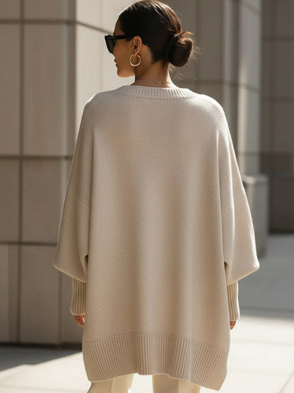 Knit Crewneck Batwing Sleeve Sweater