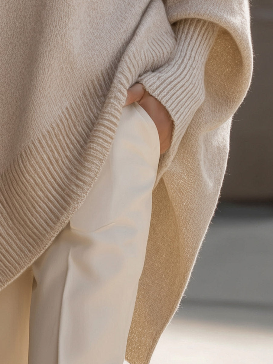 Knit Crewneck Batwing Sleeve Sweater
