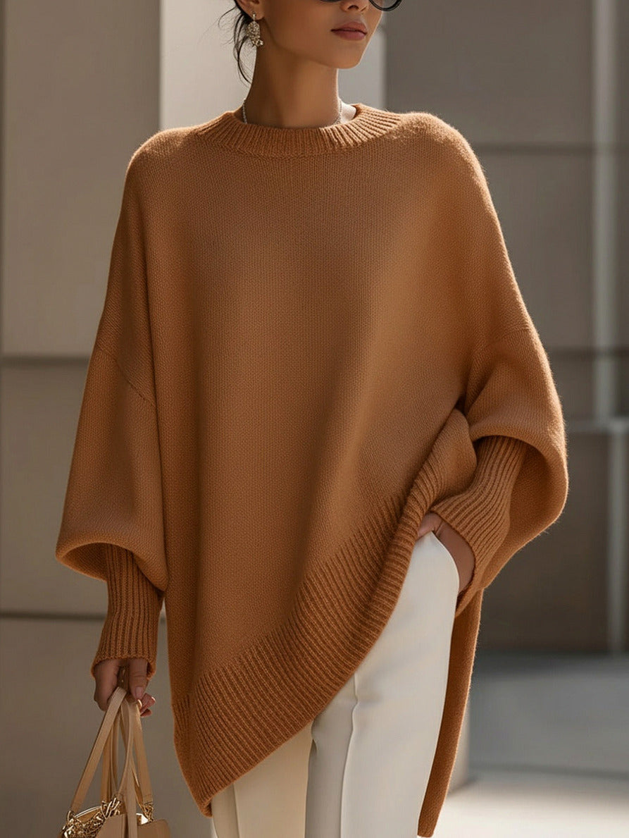 Knit Crewneck Batwing Sleeve Sweater