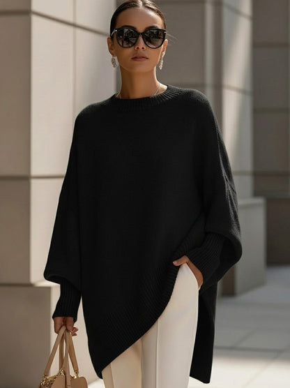 Knit Crewneck Batwing Sleeve Sweater