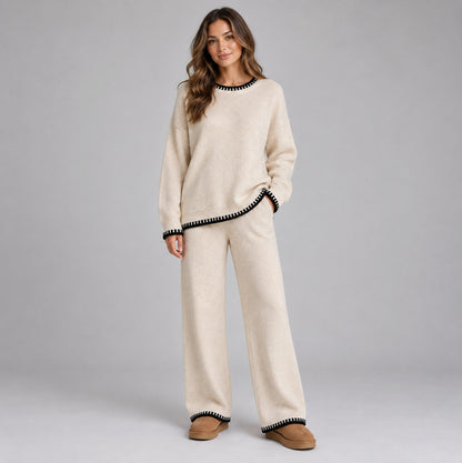 Knit Crewneck Long Sleeve Two Piece Set