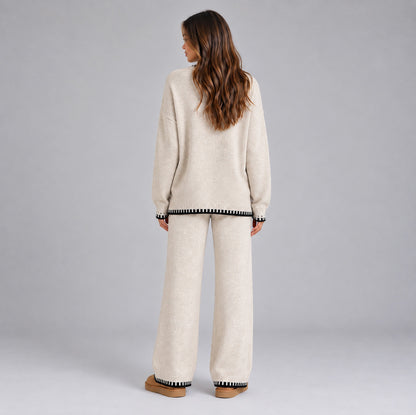 Knit Crewneck Long Sleeve Two Piece Set