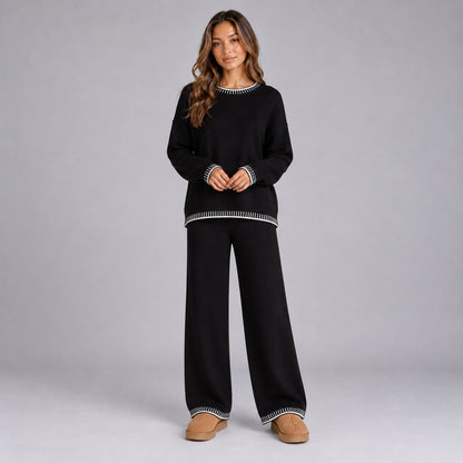 Knit Crewneck Long Sleeve Two Piece Set