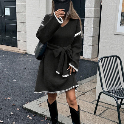 Knit Long Sleeve Sweater Dress