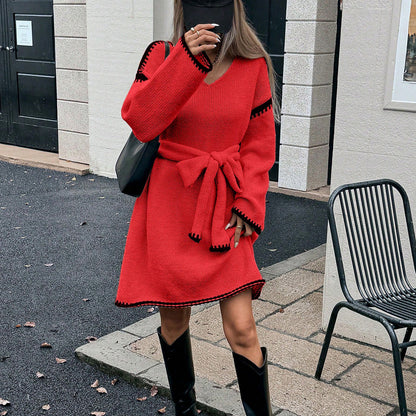 Knit Long Sleeve Sweater Dress
