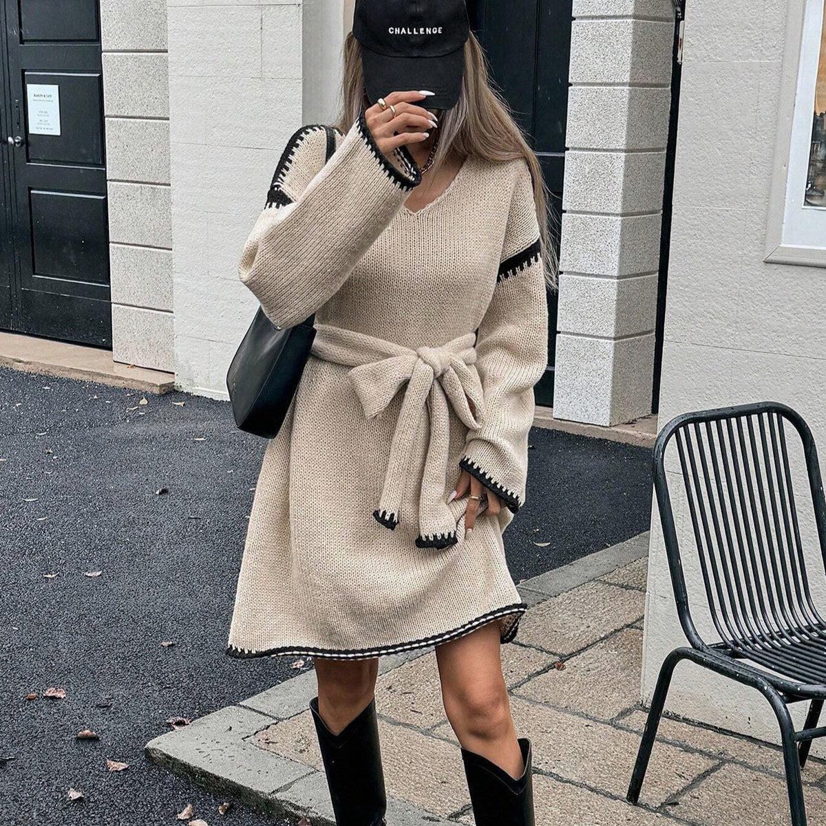 Knit Long Sleeve Sweater Dress